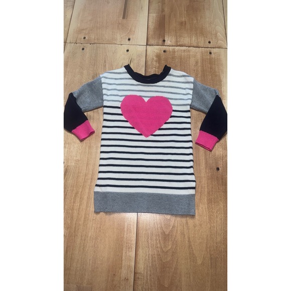 Baby Gap Other - Baby Gap Toddler Girls Sweater Dress Striped Pink Heart Size 4 Years